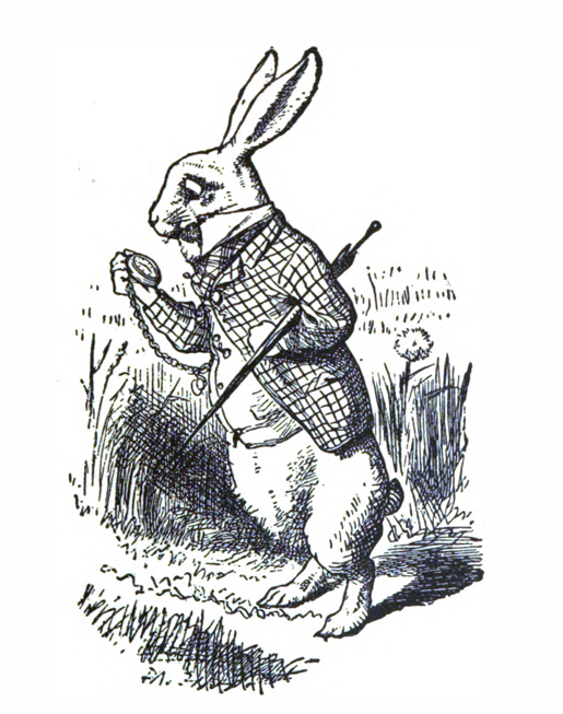 The White Rabbit checking his pocket watch.