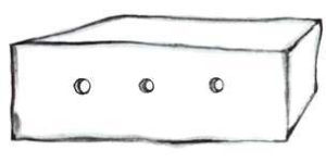 A drawing of a box with three air holes.